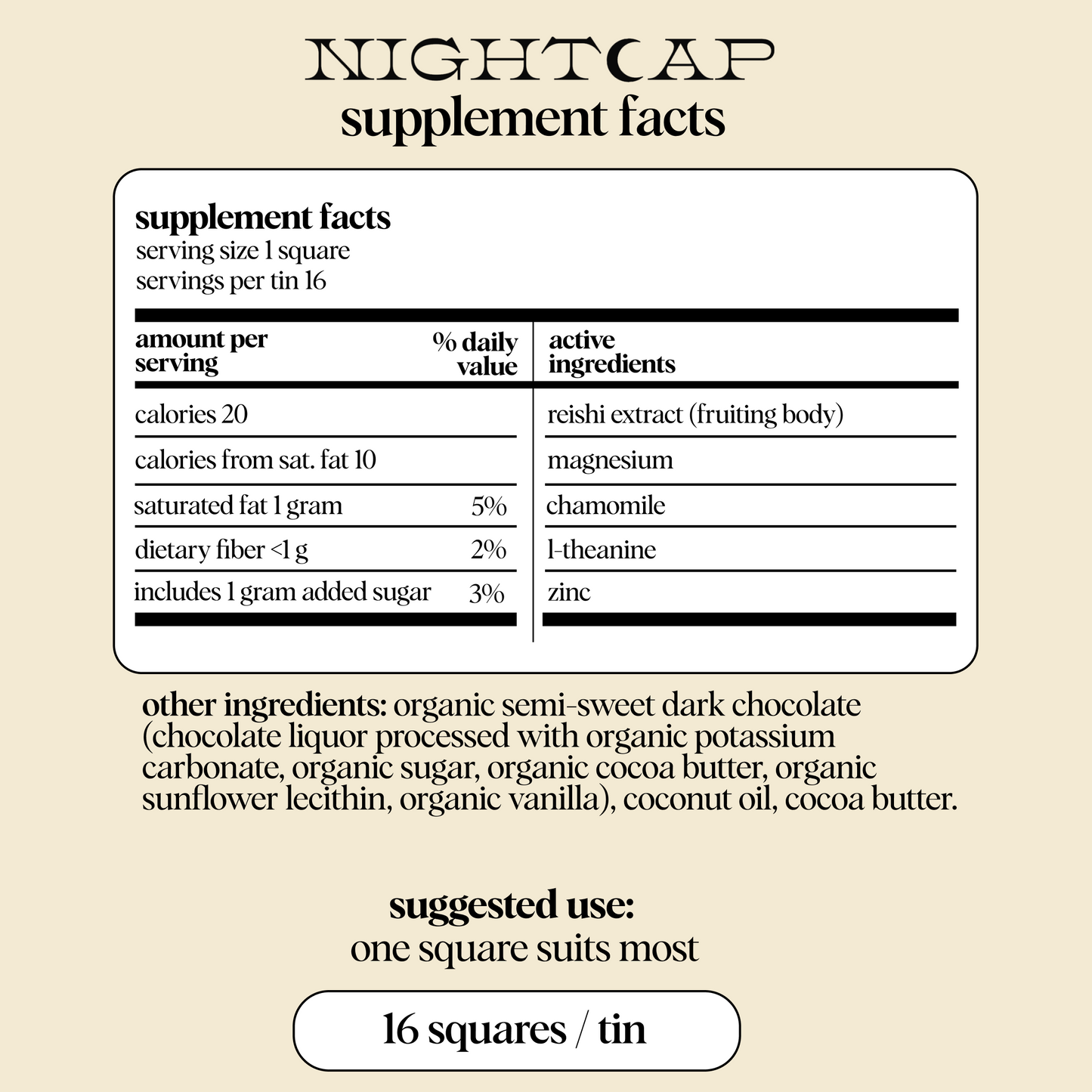 Nightcap — mushroom chocolate supplement for deep sleep